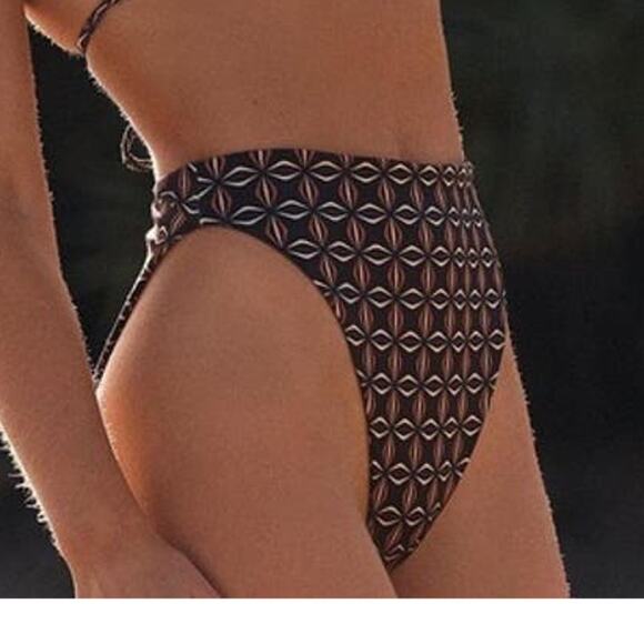 Free People Beth Richards Boheme Geometric Print High Waist Bikini Bottom Large - Picture 7 of 7